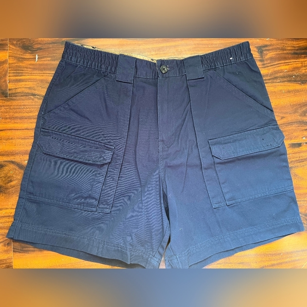 Outdoor Life Navy Blue Hiking Shorts Men's Size 34 Hook & Loop Flap Pockets EUC